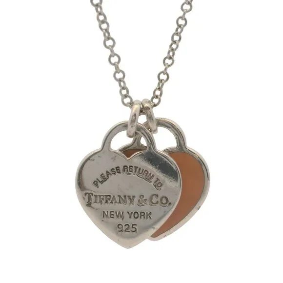 Tiffany & Co Return To Tiffany Mini Heart Tag 925 Silver Necklace Pink Enamel